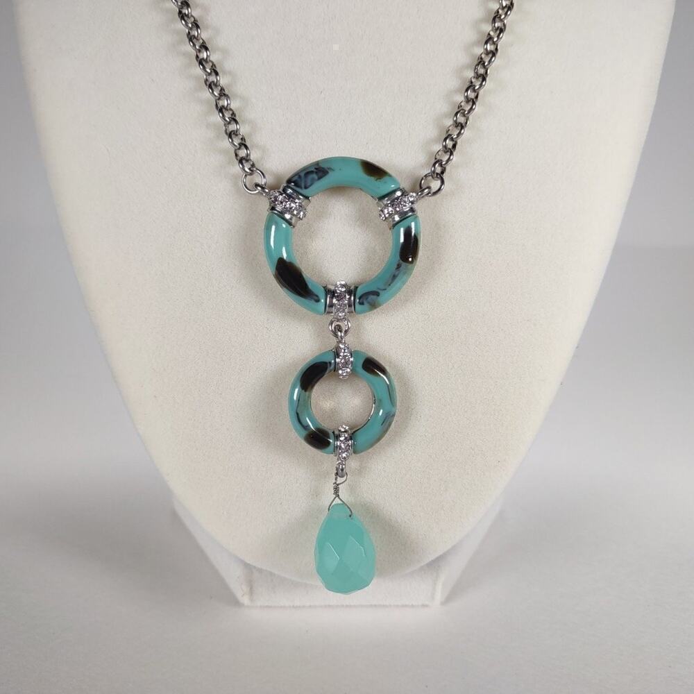 Faux Turquoise Silver Tone Bijoux Terner Necklace 17 1/2"